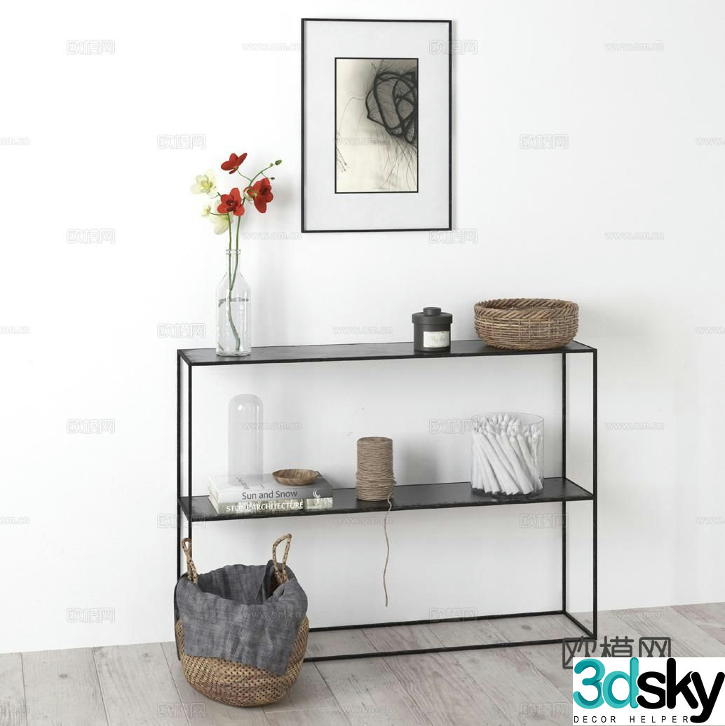 Modern sideboard shelf 3d model
