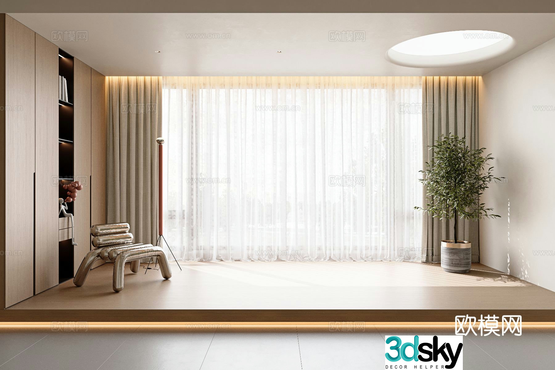 Modern curtains gauze curtains solid color curtains 3d model