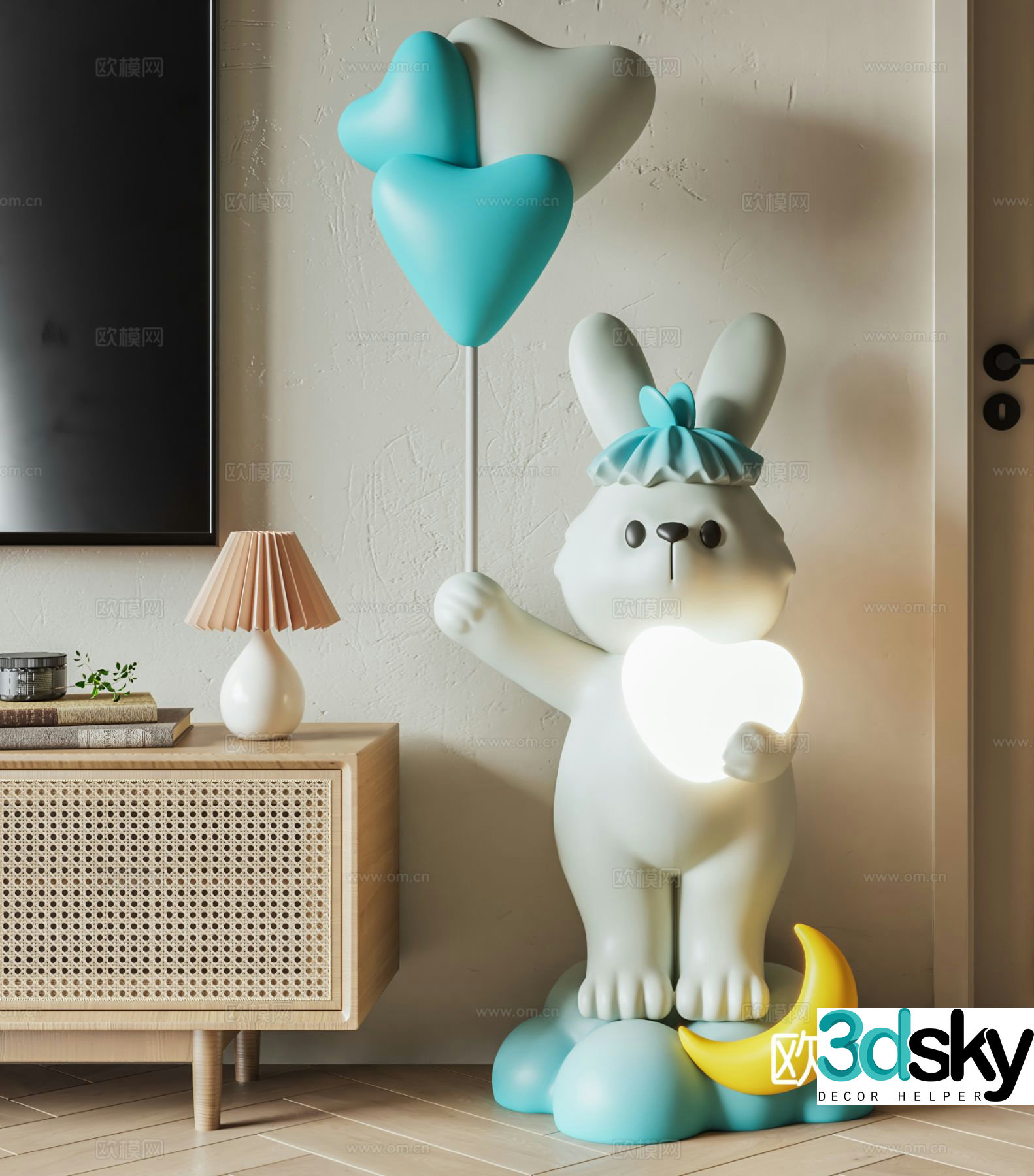 Rabbit Trendy Toy Sculpture Doll Cartoon Cabinet Ornament 3D Model