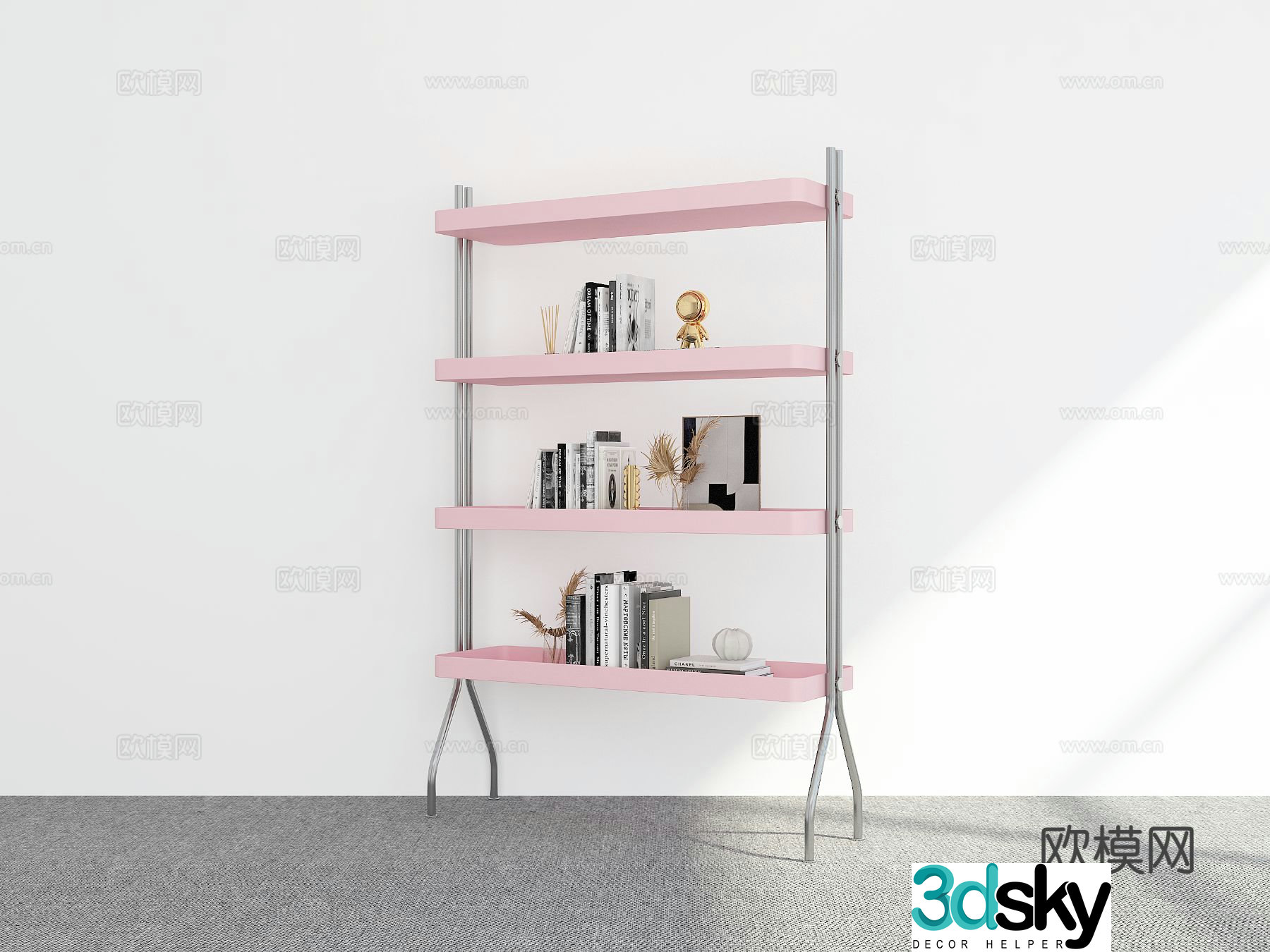 Modern bookshelf storage rack 3d model