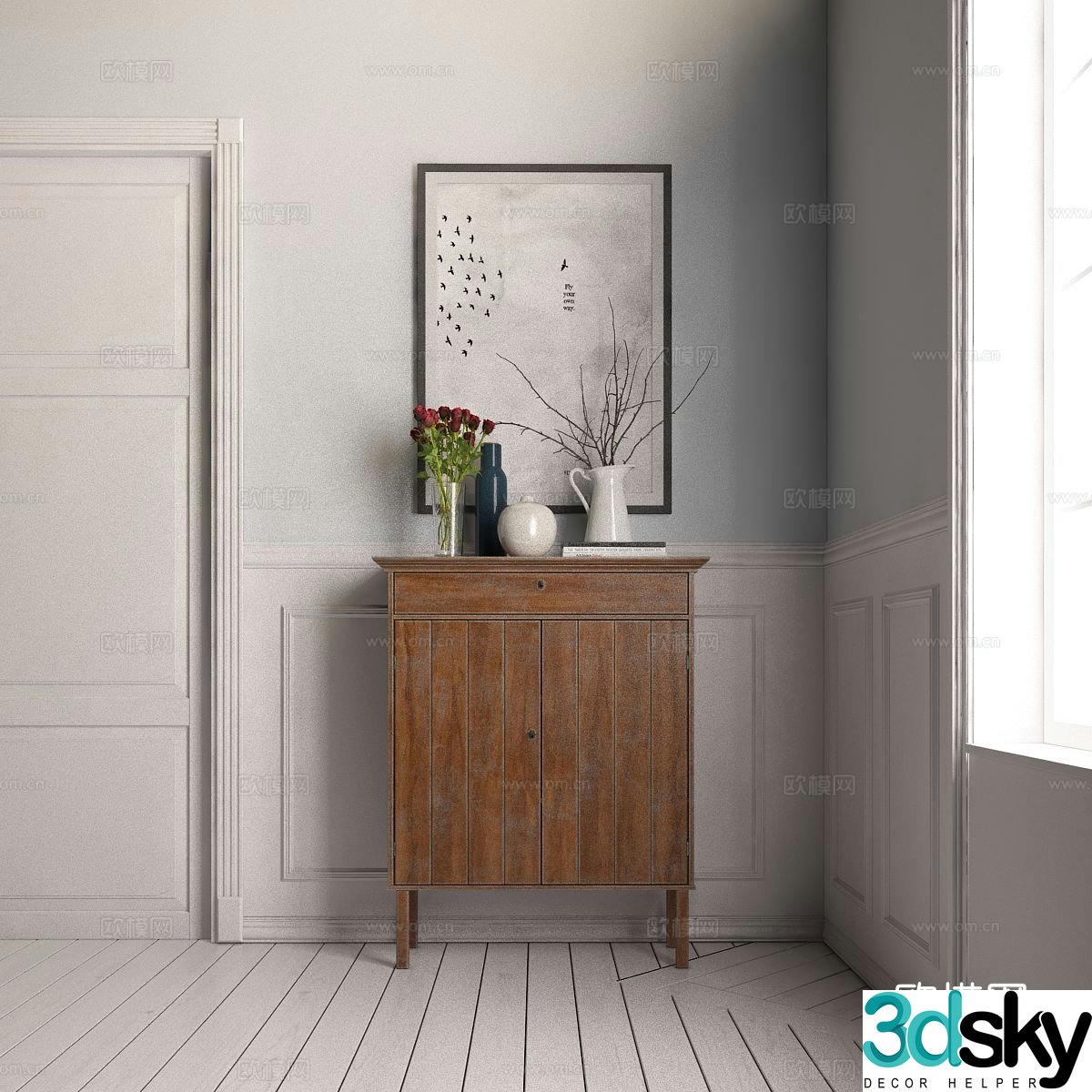 Simple European entrance cabinet 3D model