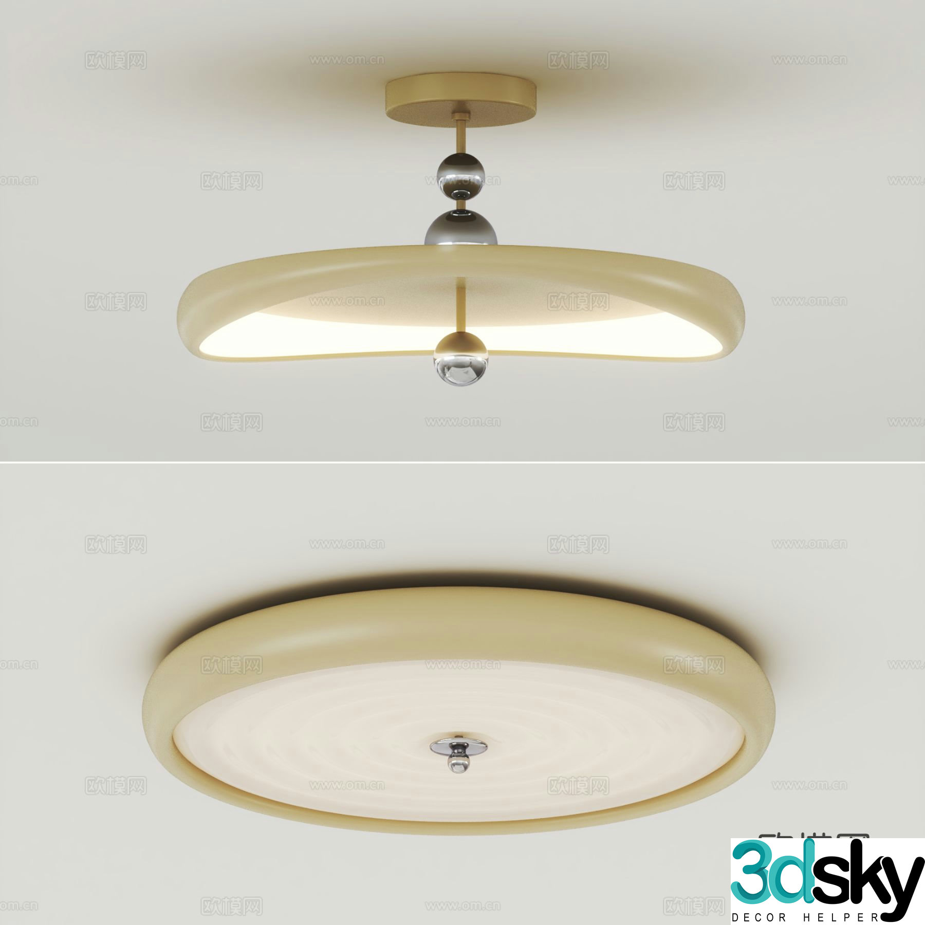 Cream style ceiling lamp living room lamp 3d model
