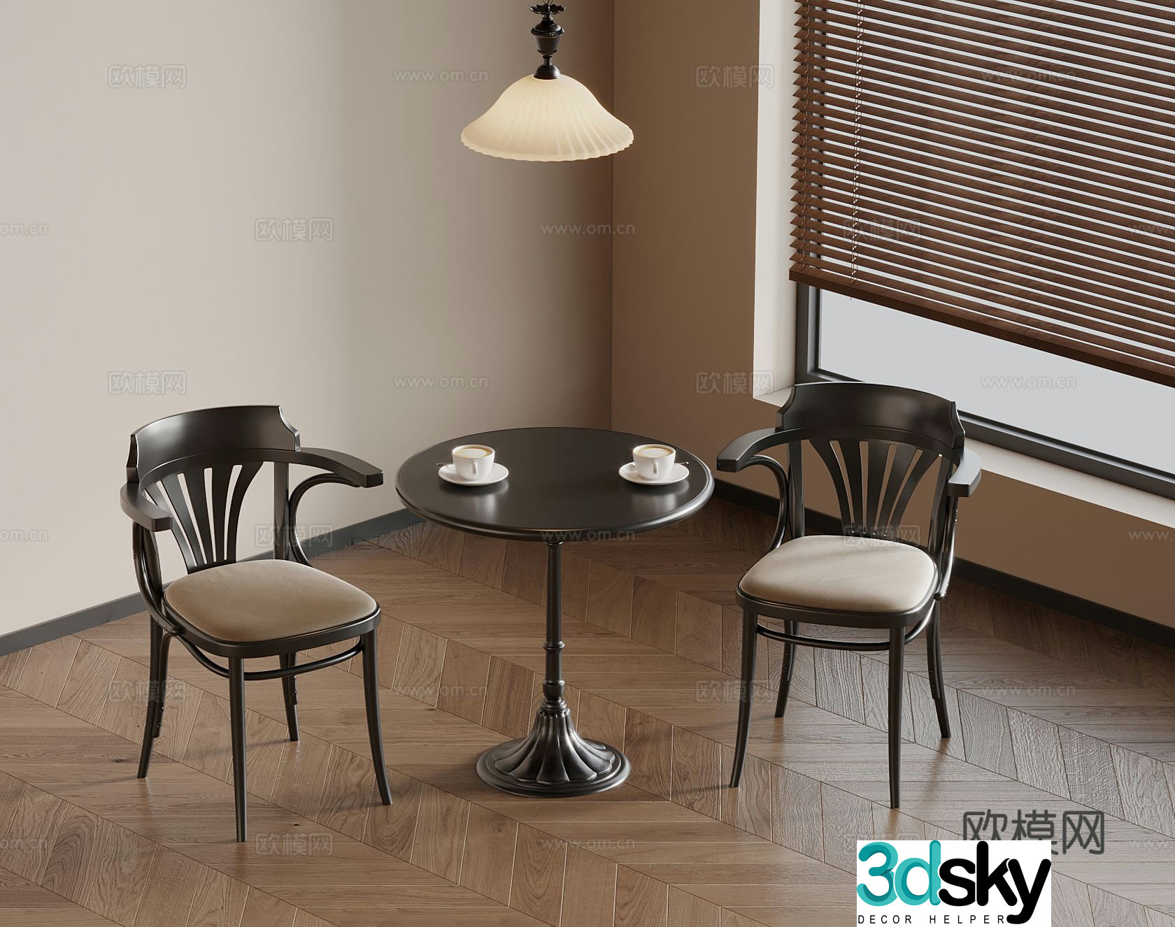 French leisure tables and chairs Negotiation table and chairs 3D model