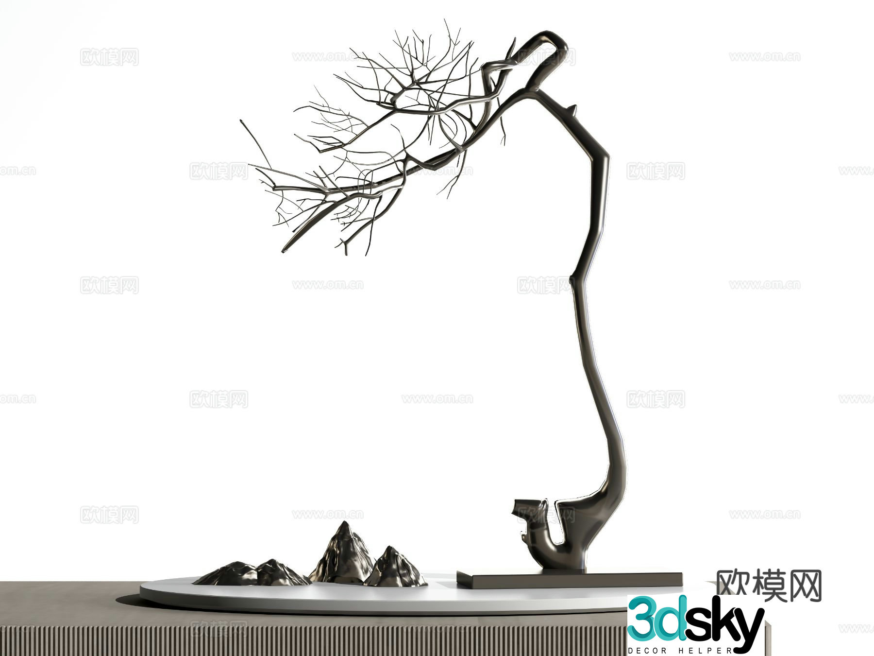New Chinese style ornaments iron bonsai 3d model