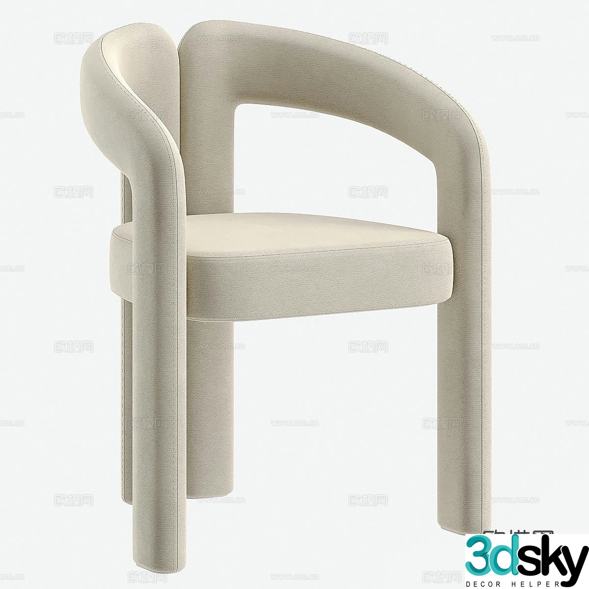 Modern simple chair single chair dining chair 3d model