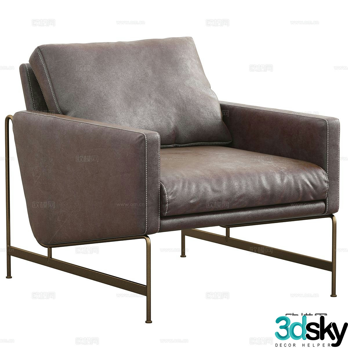 Single sofa leather sofa 3d model