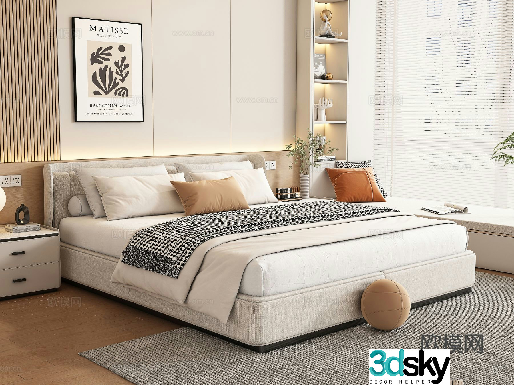 Modern double bed 3d model