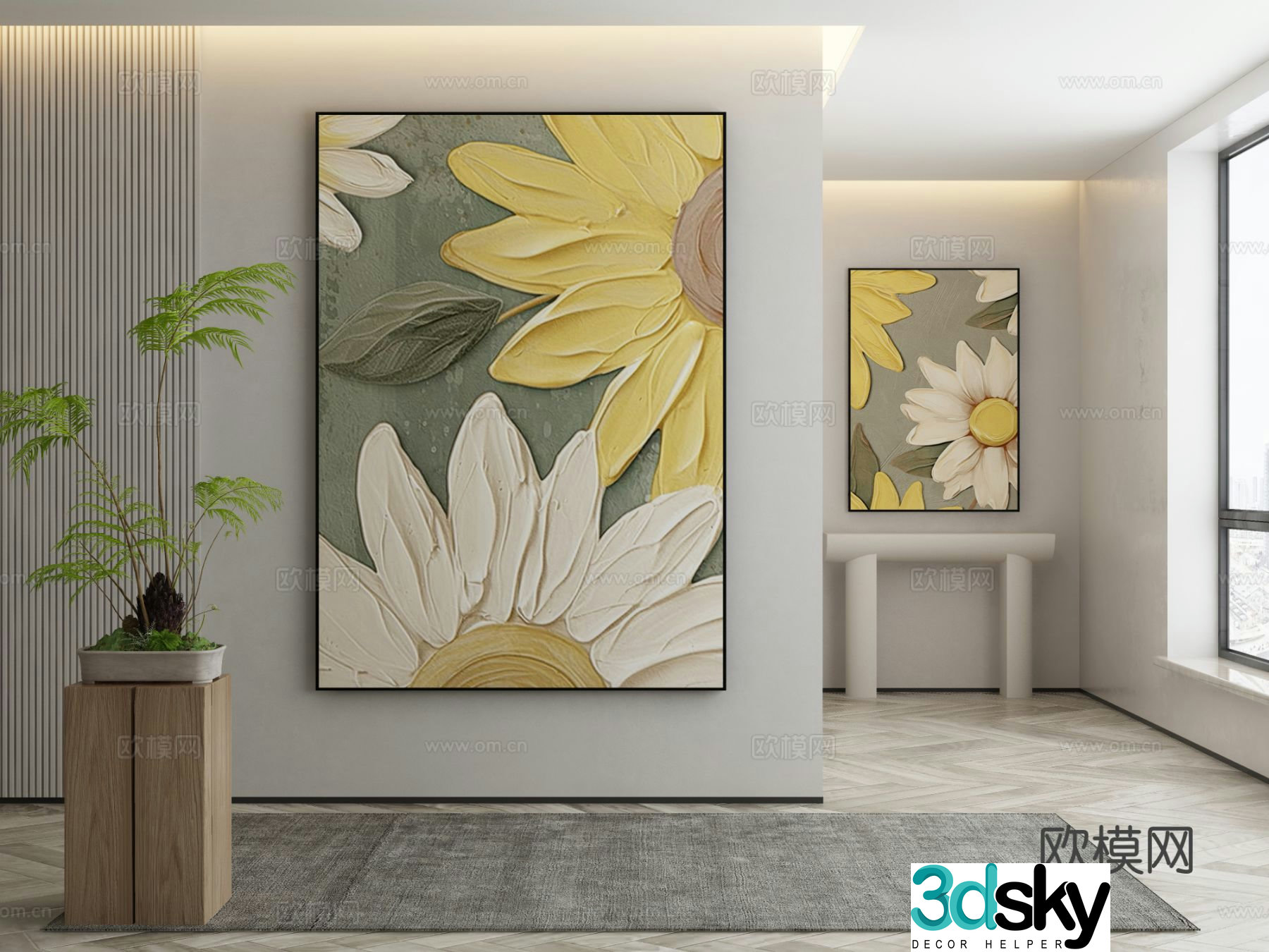 Modern decorative painting sunflower hanging painting 3d model