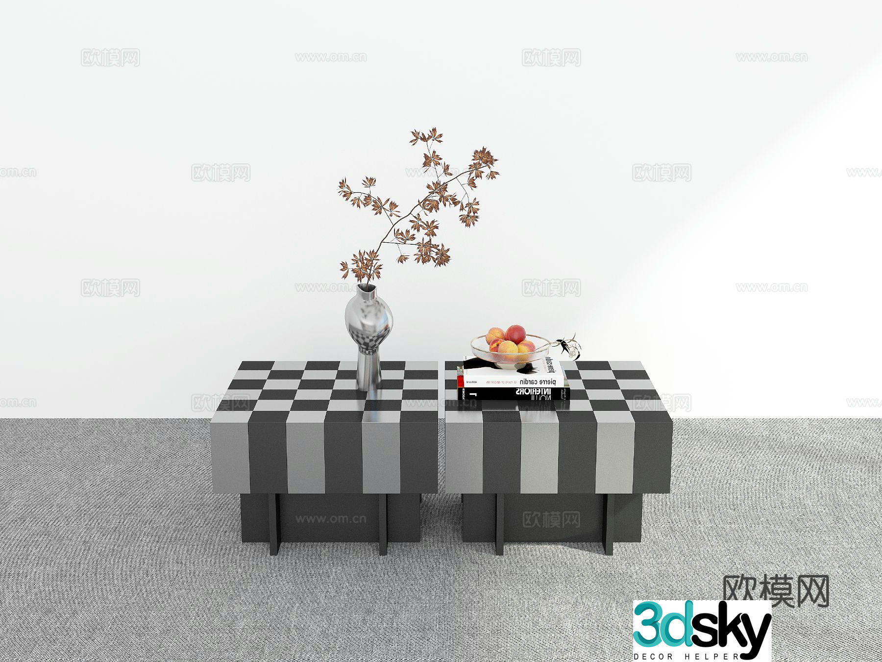 Minimalist coffee table square coffee table 3d model