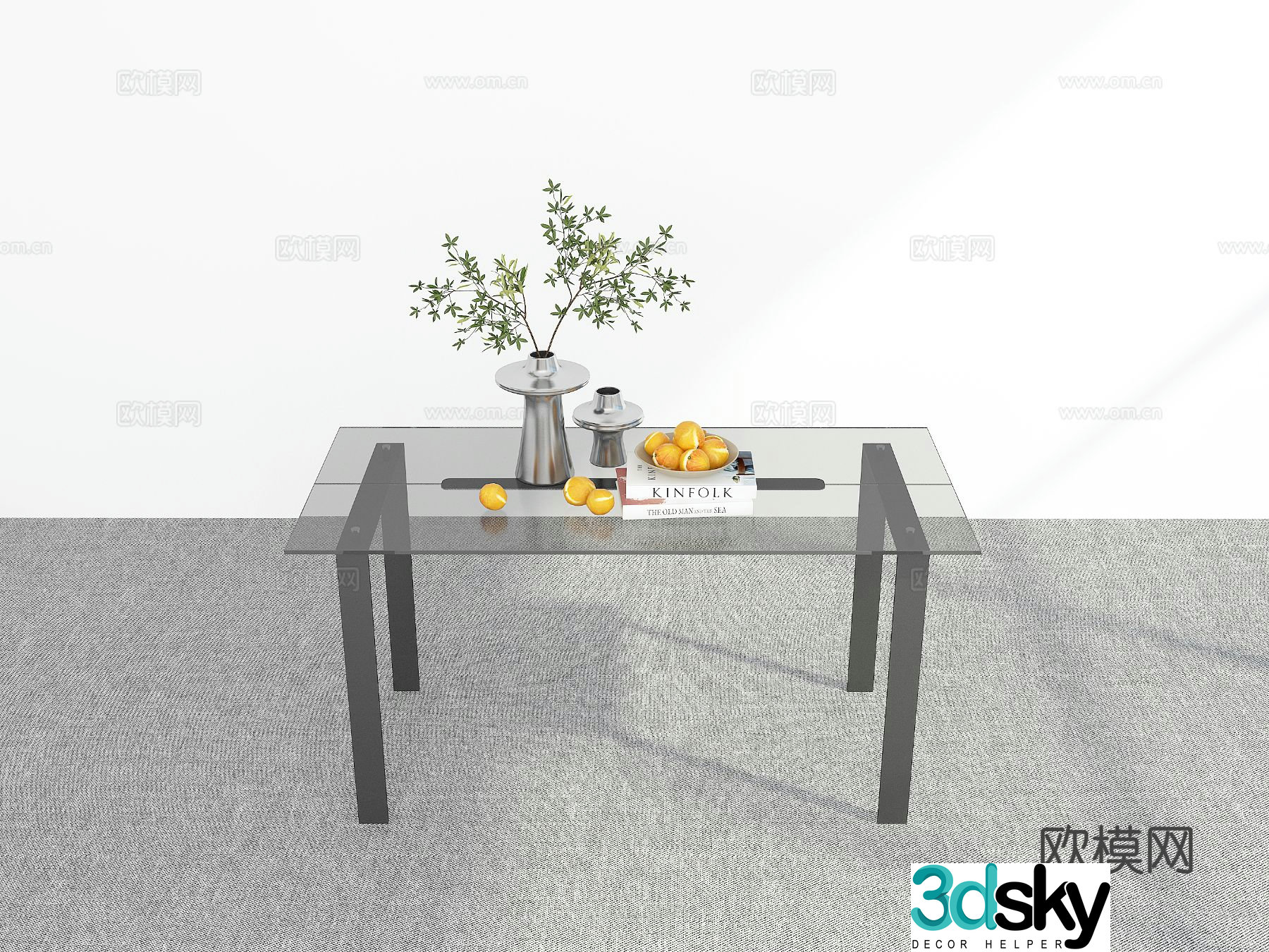 Modern glass dining table 3d model