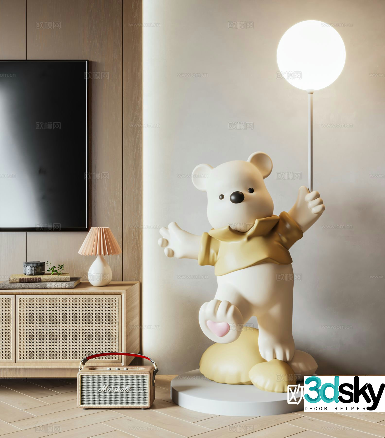 Little Bear Trendy Toy Sculpture Doll Cartoon Ornament 3D Model