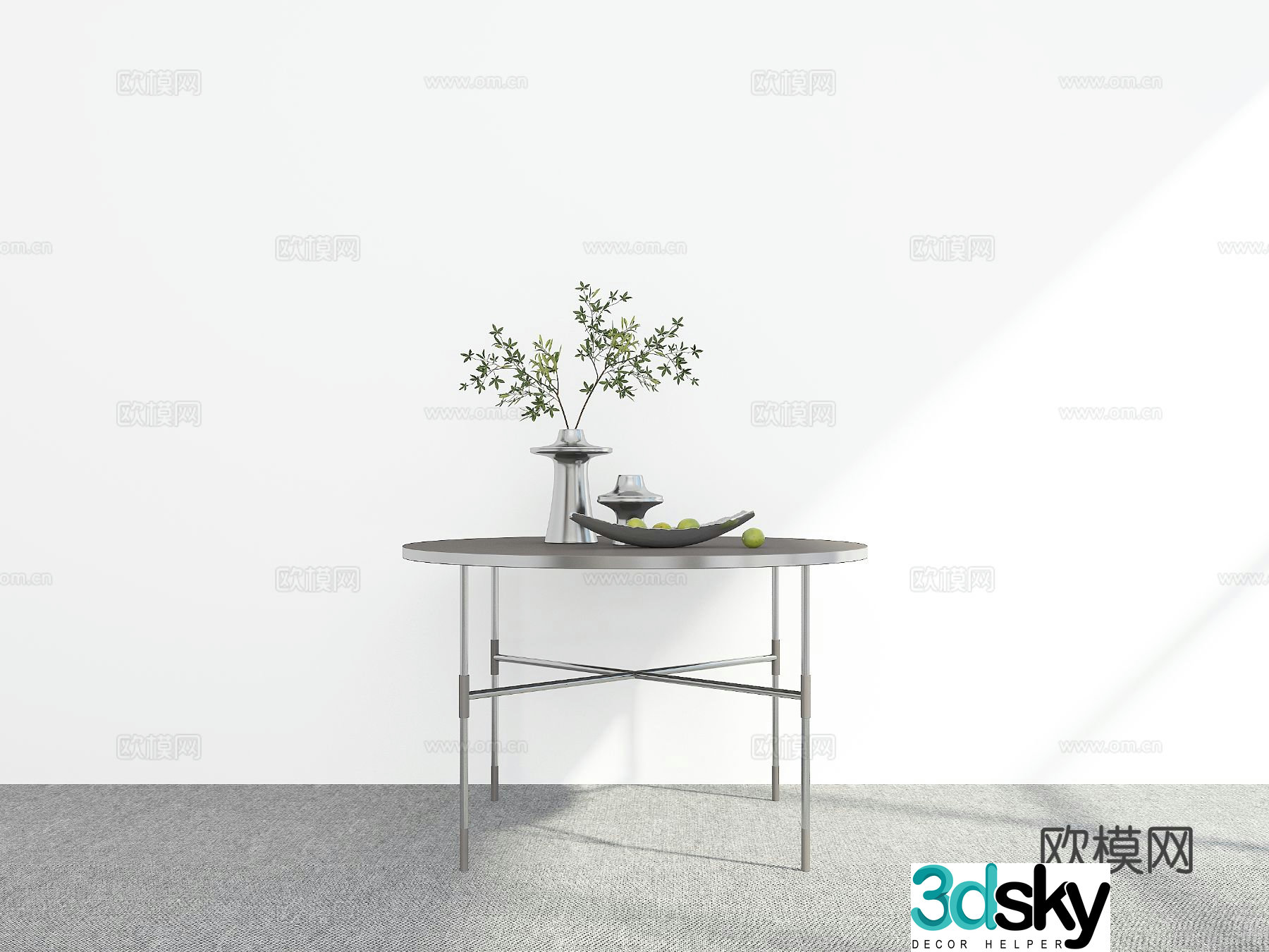 Minimalist dining table round dining table 3d model