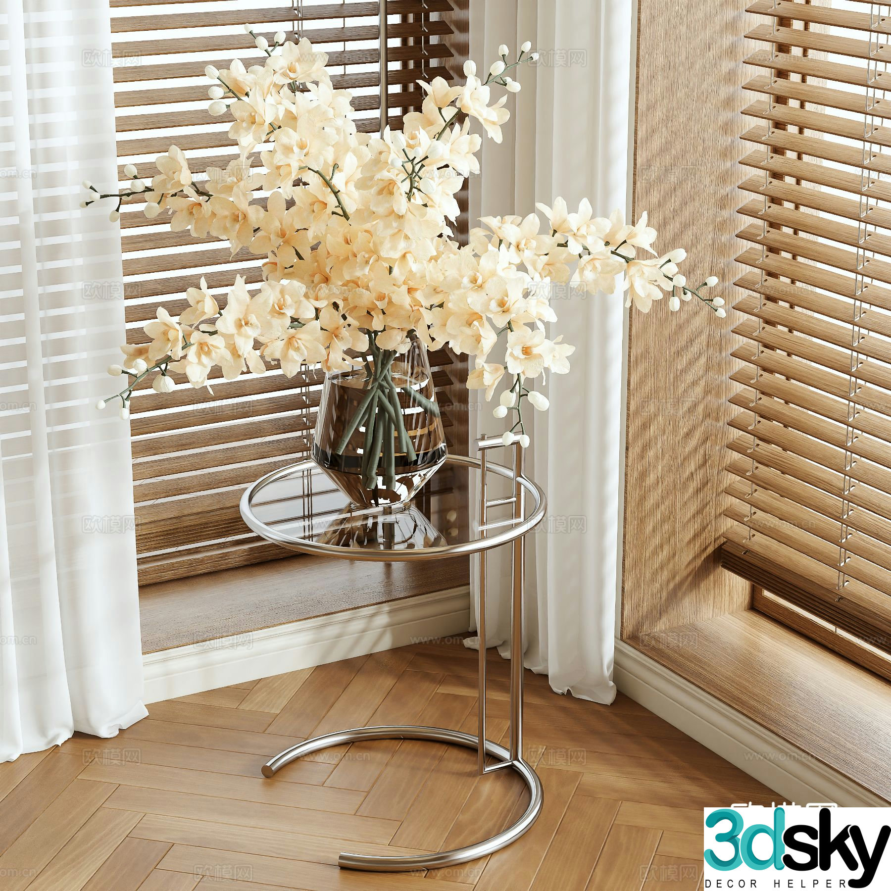 hydroponic vase flower arrangement flower arrangement 3d model