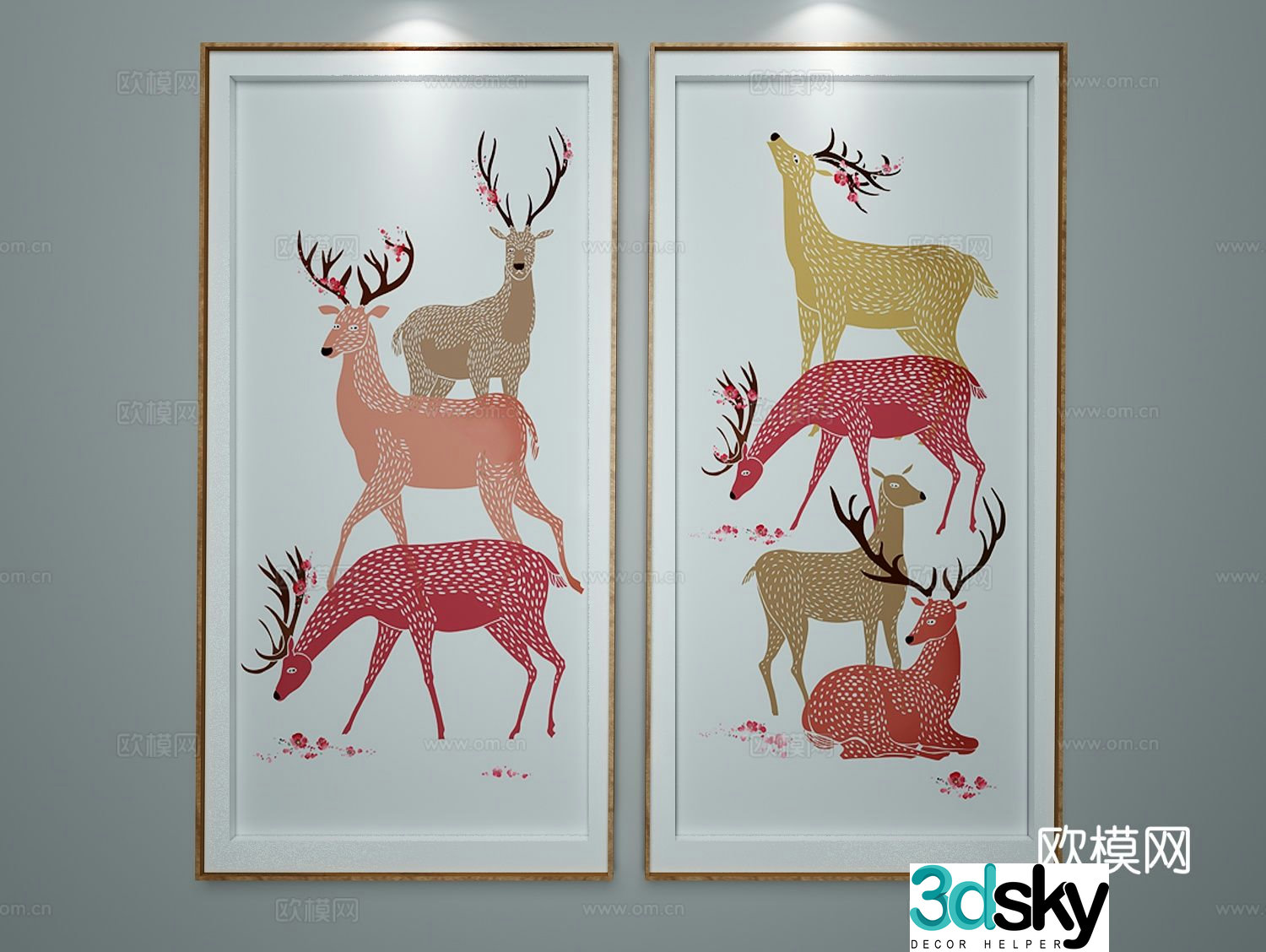 Modern cartoon painting decorative painting 3d model