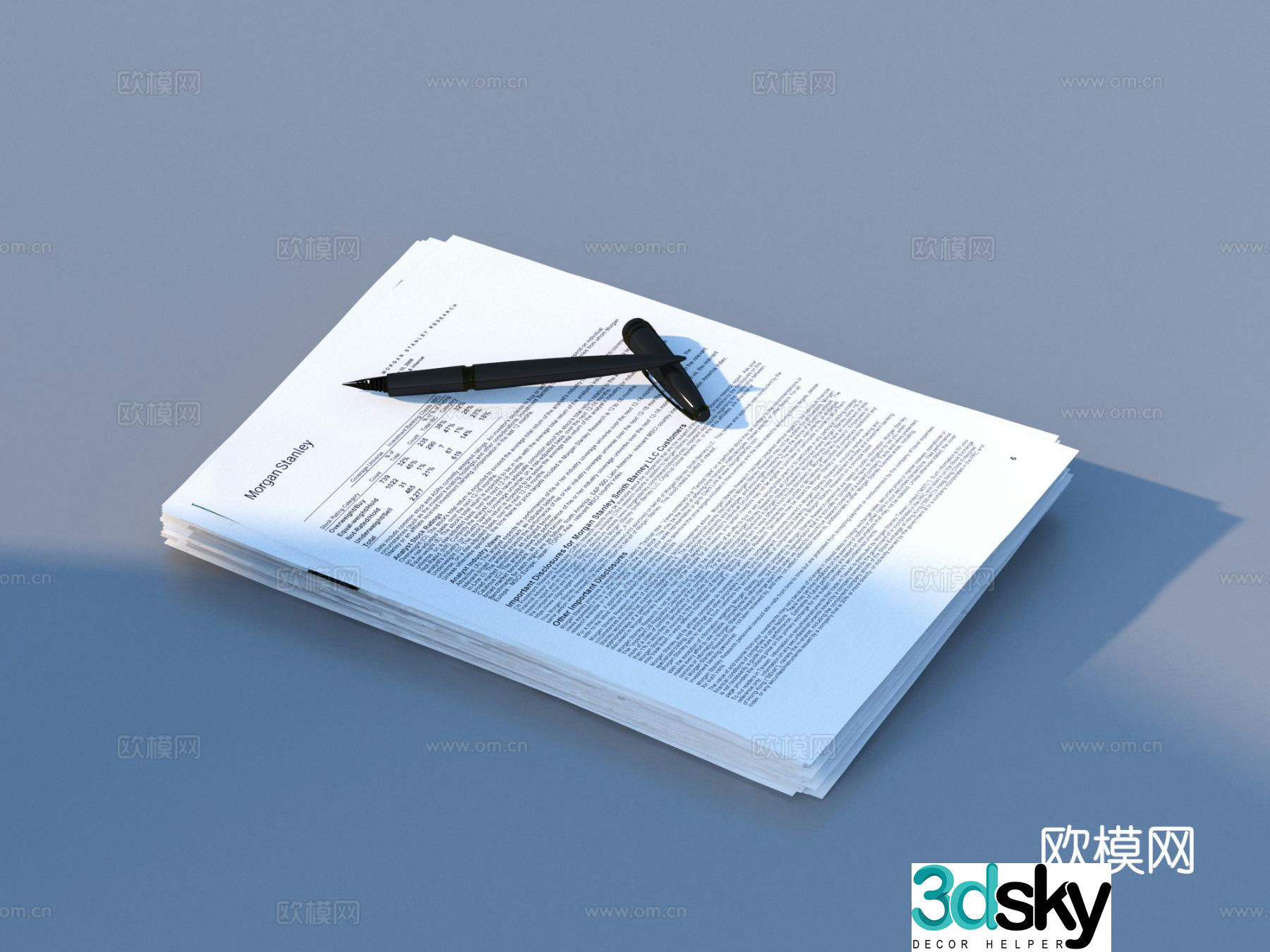Signature pen document manuscript paper 3d model