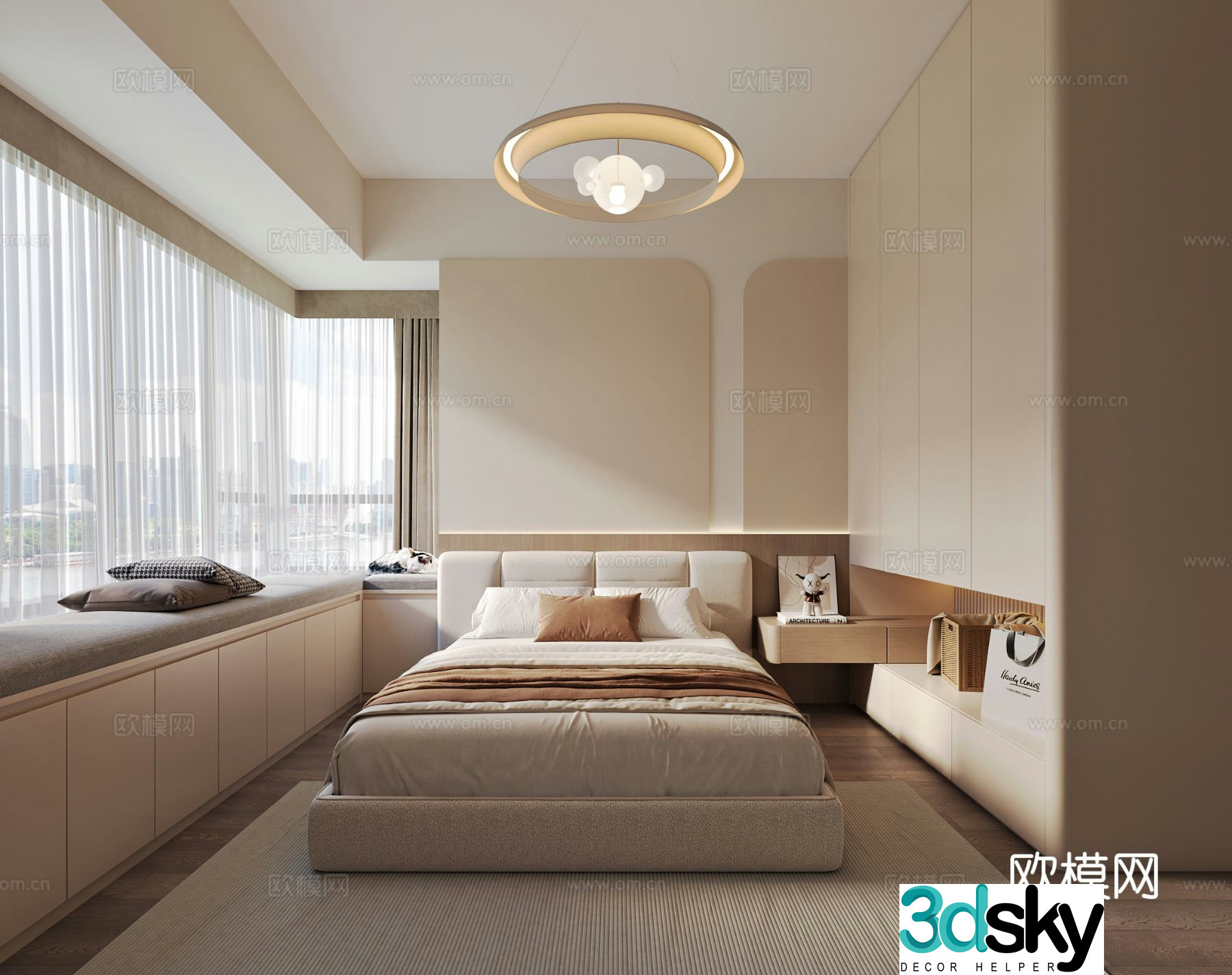 Cream style bedroom master bedroom 3d model