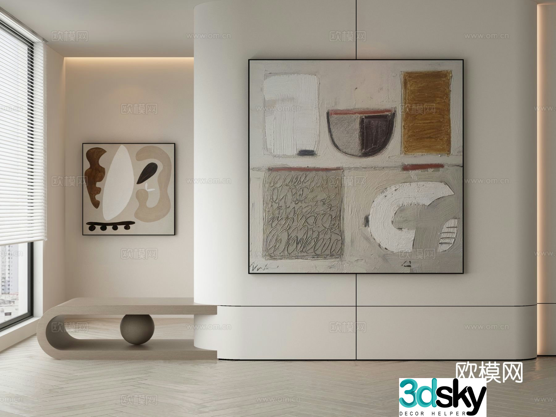 Modern decorative painting retro oil painting hanging painting 3D model
