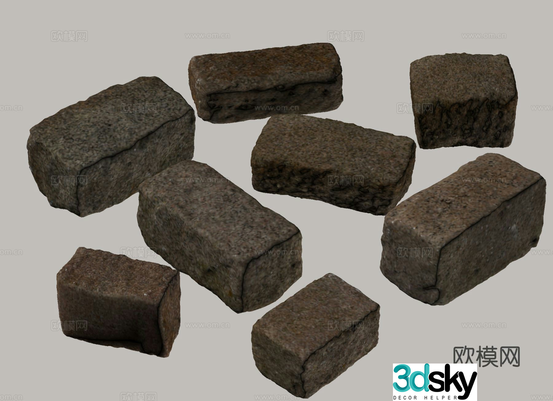 Stones Stepping Bricks Rocks Stone Bricks Paving Stones 3d model