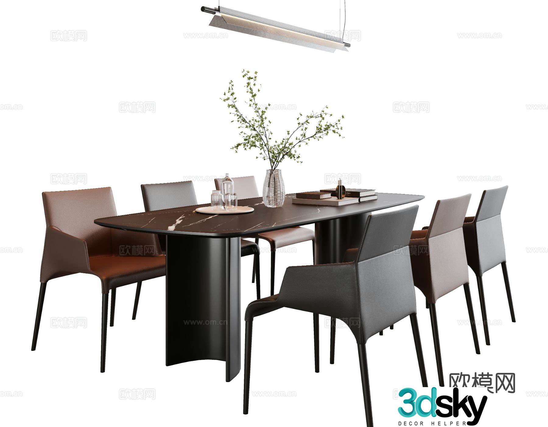Italian dining table and chairs 3d model