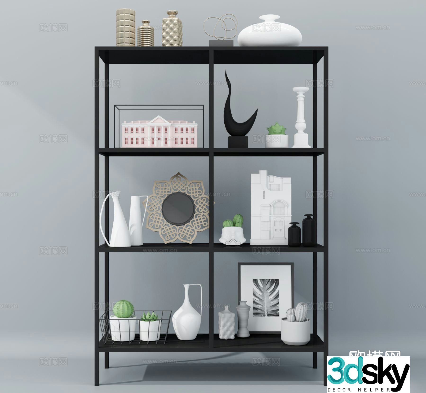 Modern decorative shelf 3d model