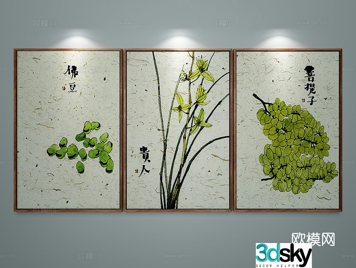 New Chinese style art painting decorative painting 3d model
