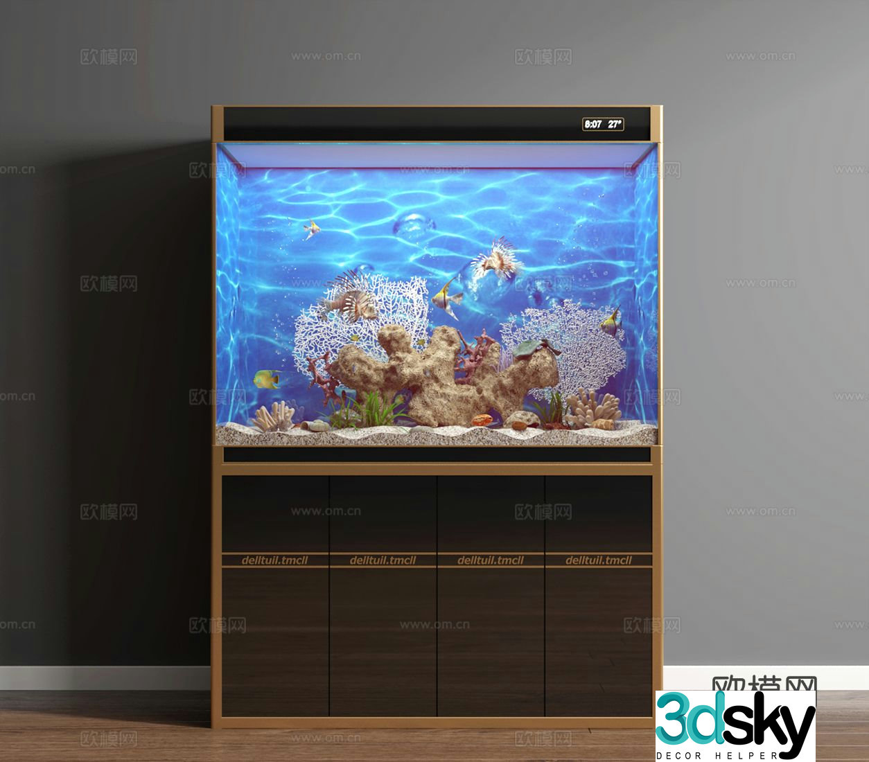 Modern fish tank aquarium 3d model
