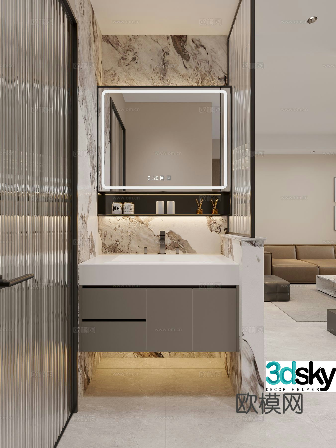 Modern bathroom dry area 3d model
