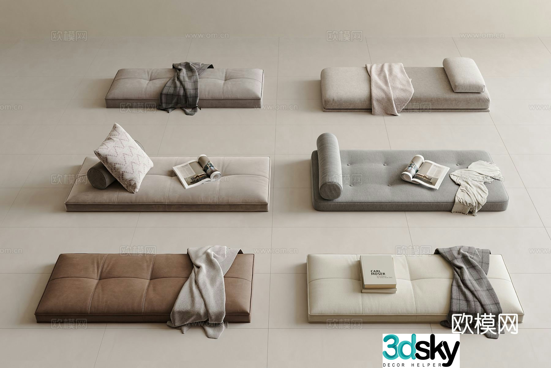 Cushions seat cushions bay window mats tatami sitting 3d models