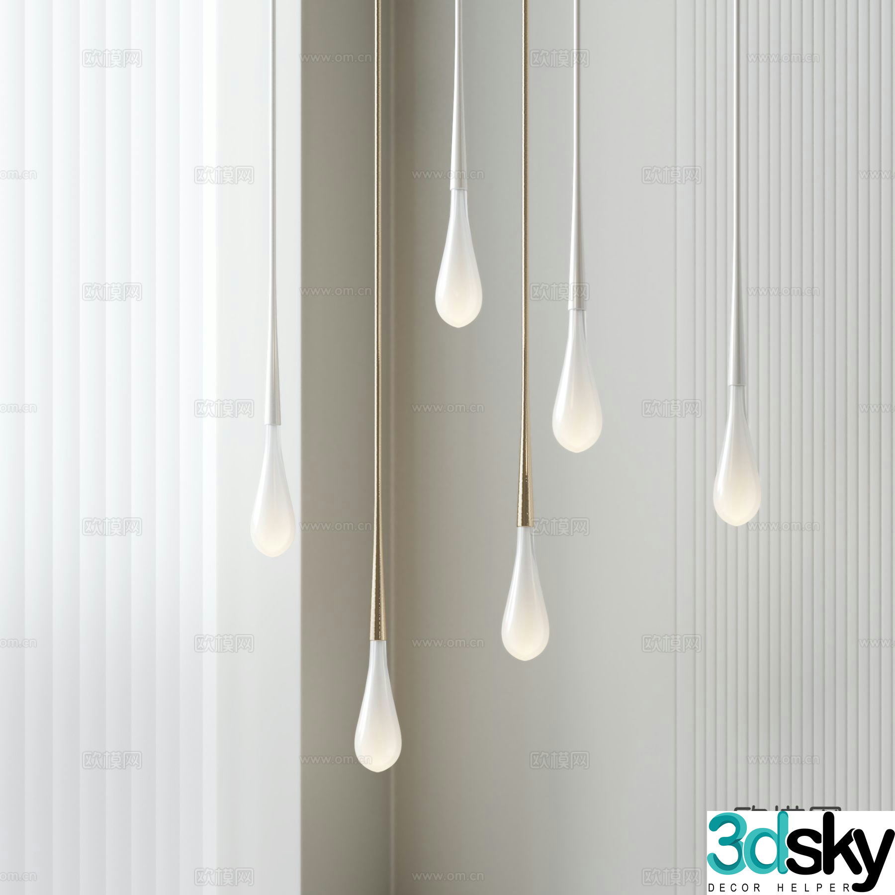 Cream style chandelier water drop chandelier 3d model