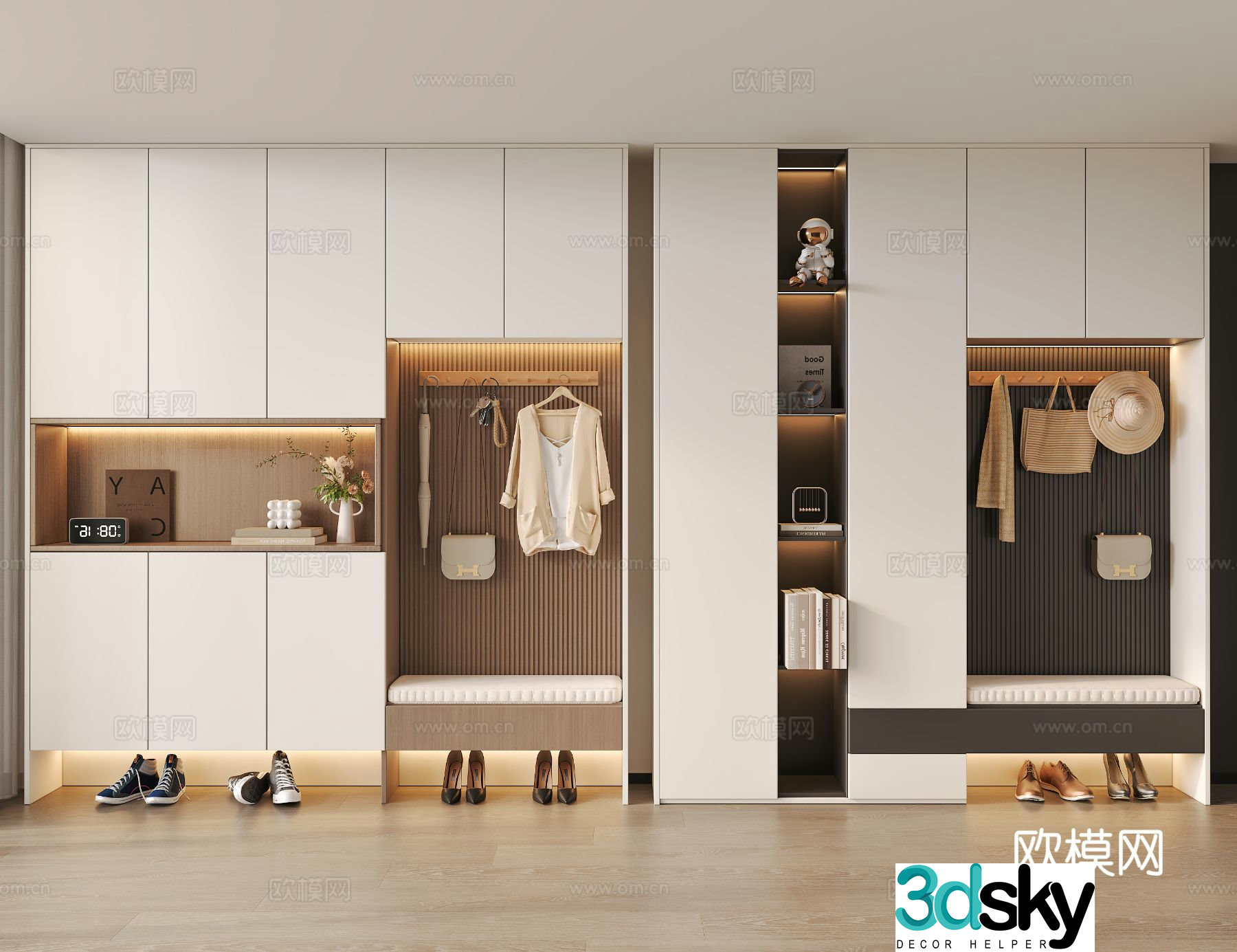 Modern entrance shoe cabinet 3d model