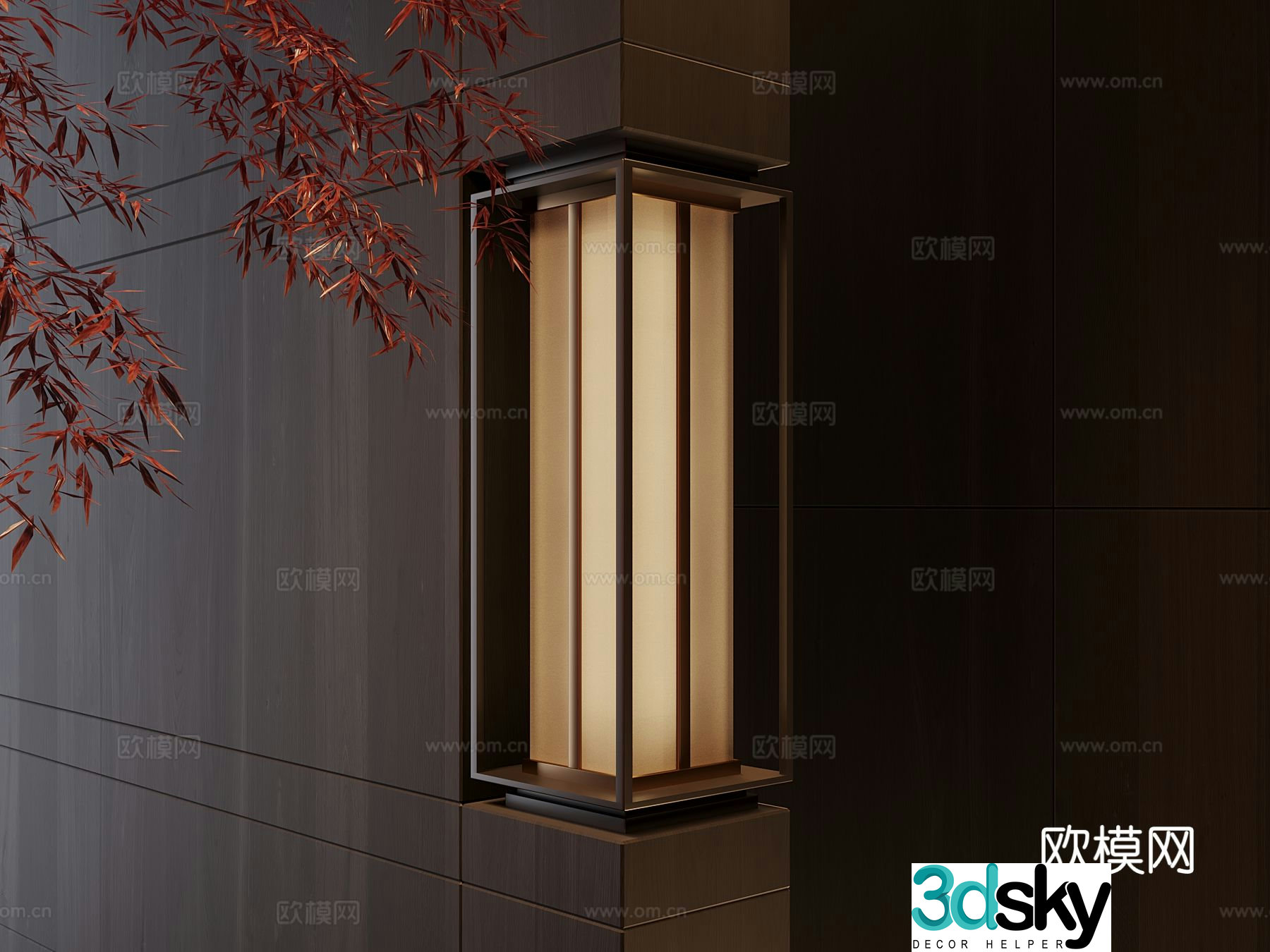 New Chinese style recessed wall lamp corner wall lamp 3D model