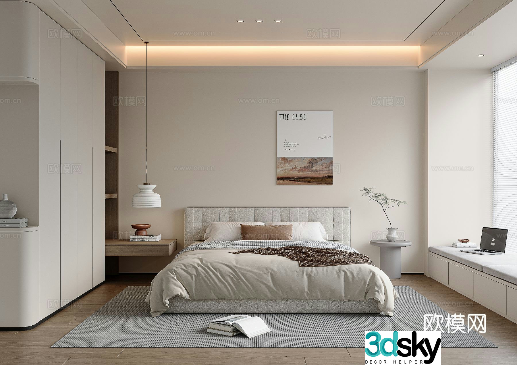 Cream style bedroom master bedroom 3d model