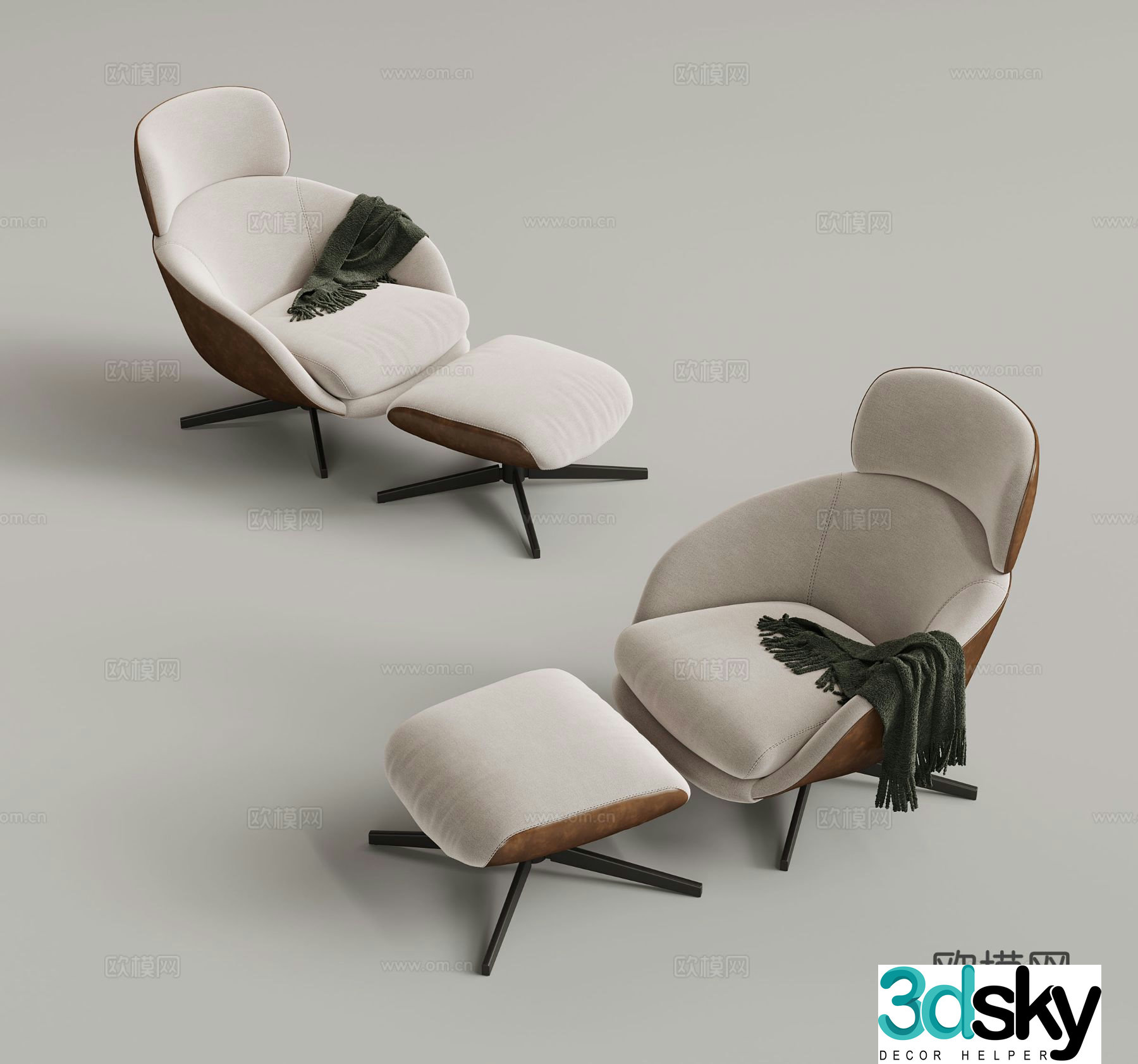 Lounge chair footrest 3d model