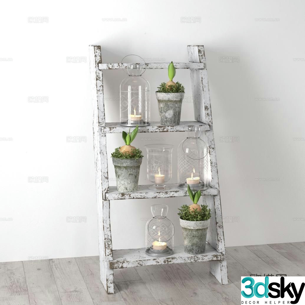 Nordic escalator cabinet ornaments candlestick lamp 3d model