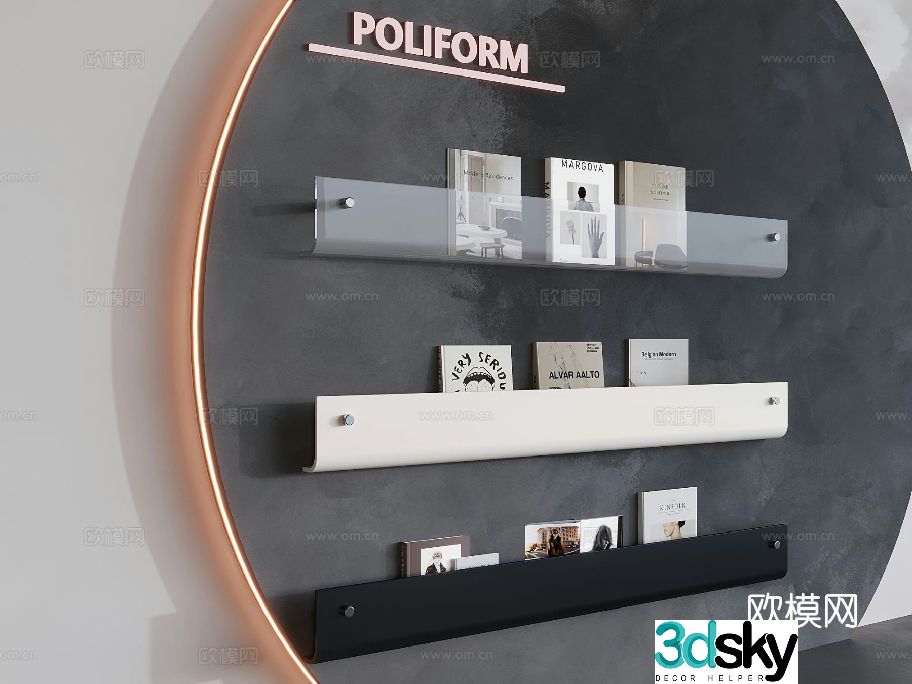 Books books magazine discs acrylic wall hanging 3d model