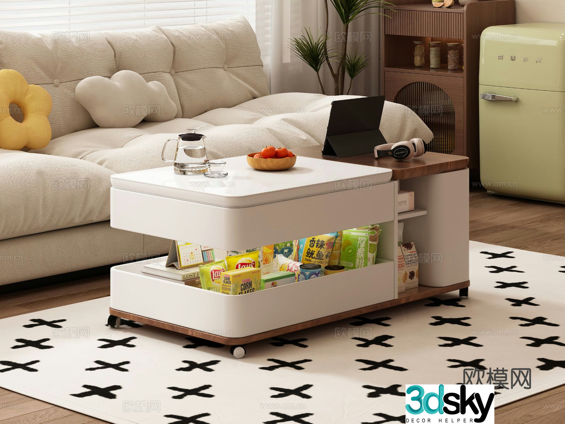 Simple coffee table mobile coffee table 3d model
