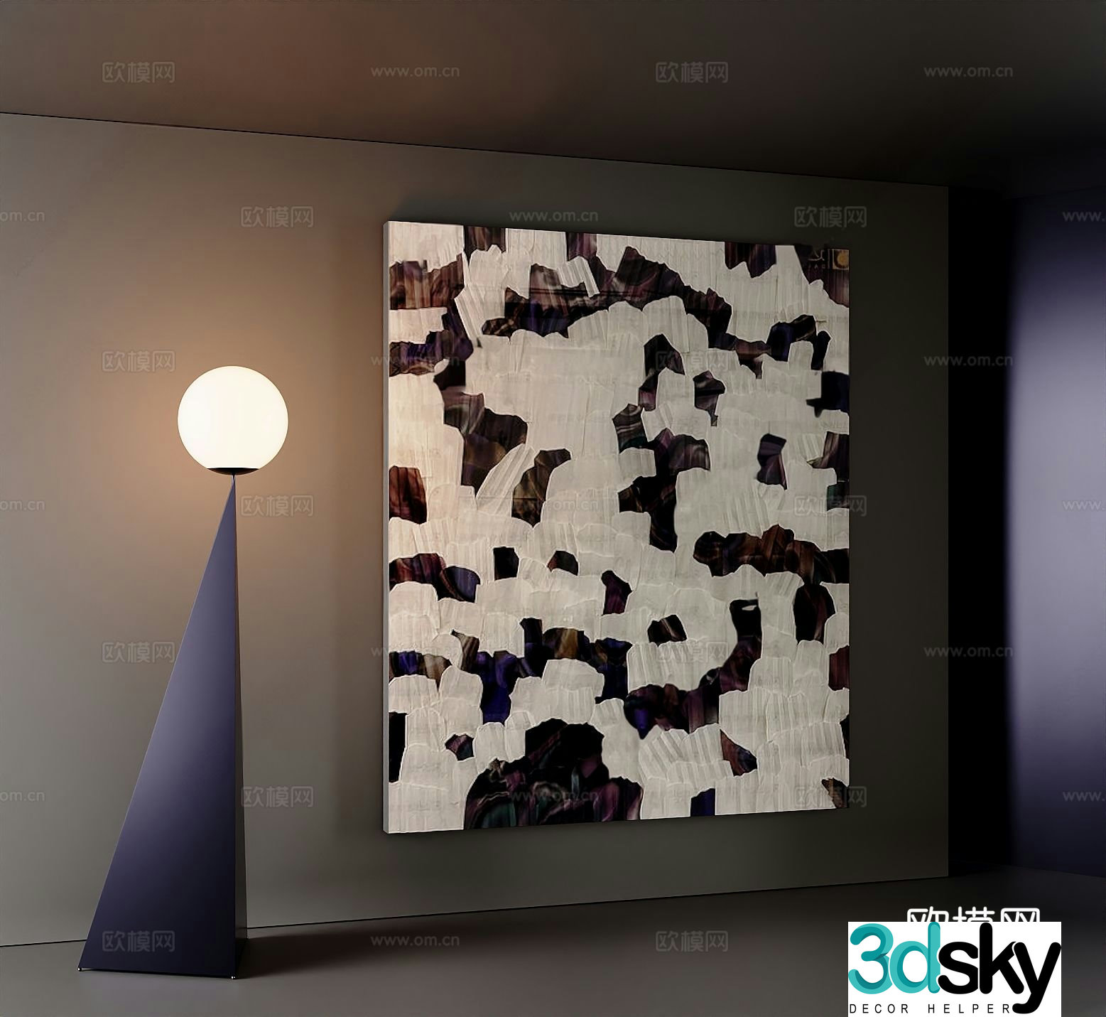 Italian art painting living room hanging painting 3d model