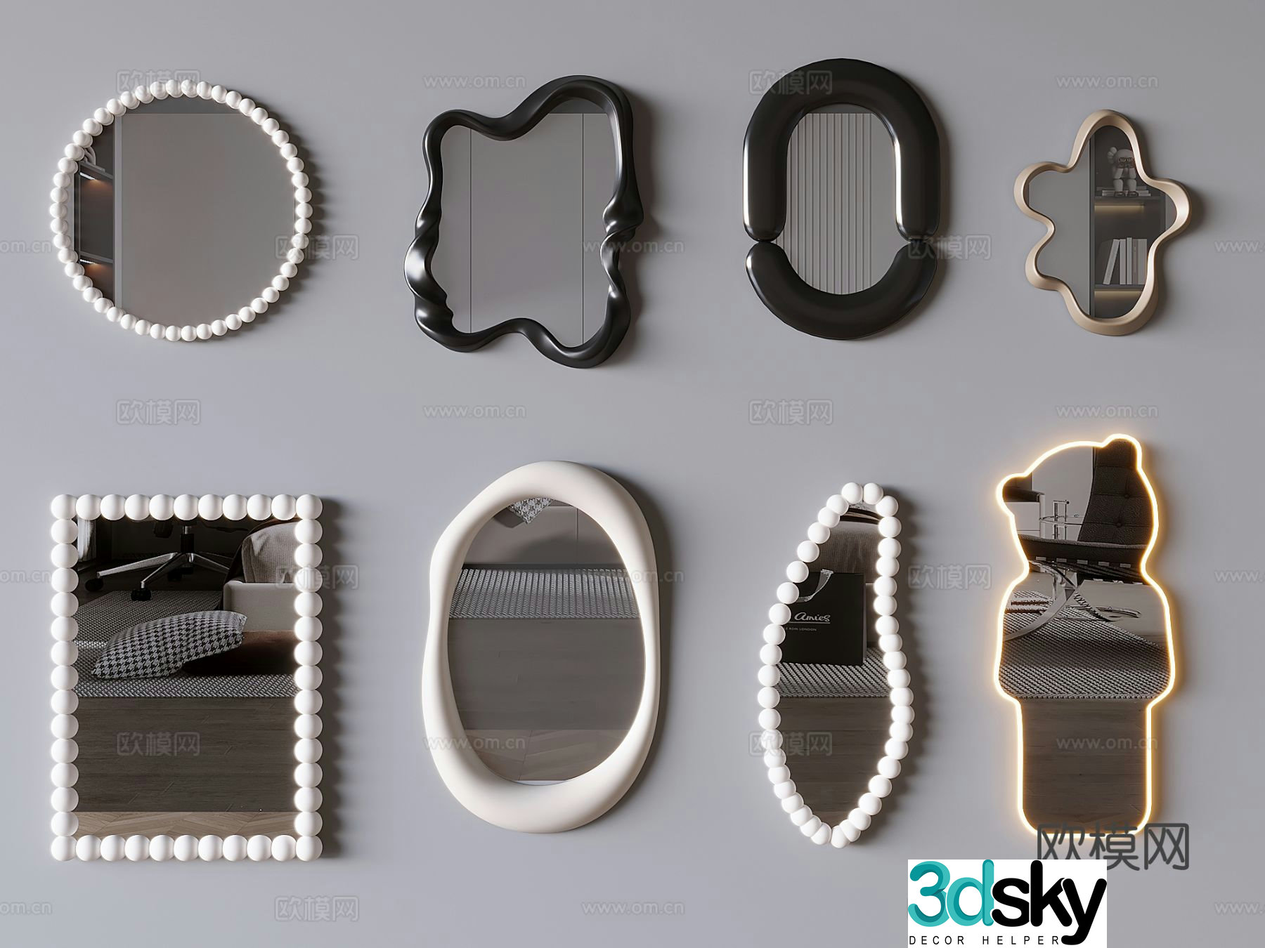 Smart mirror cosmetic mirror special-shaped mirror full-length mirror 3D model
