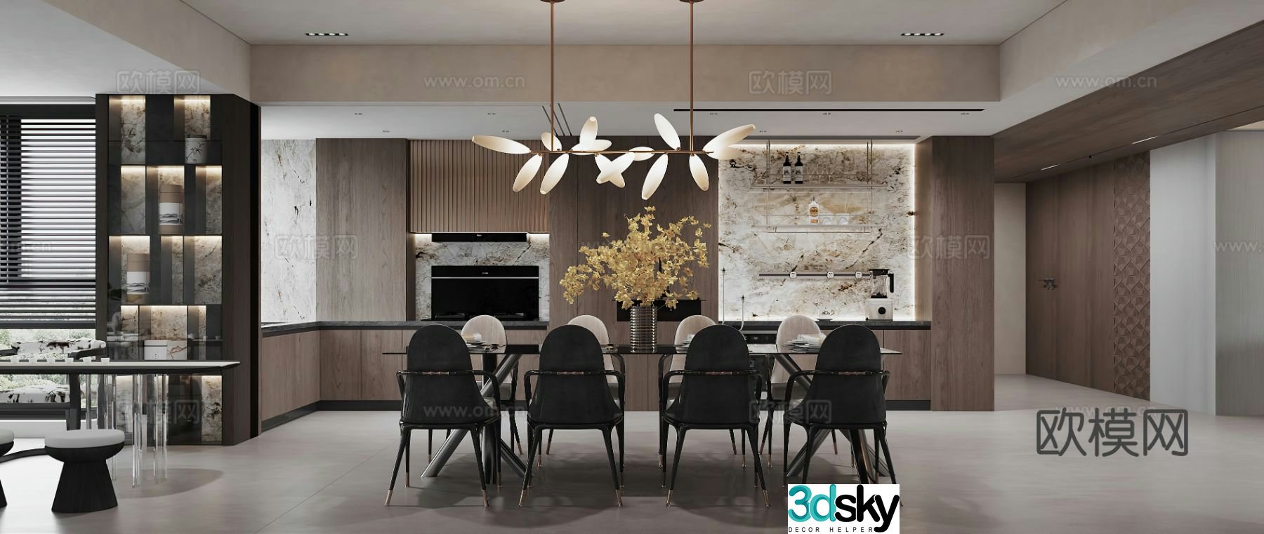 Italian restaurant open kitchen western kitchen 3d model