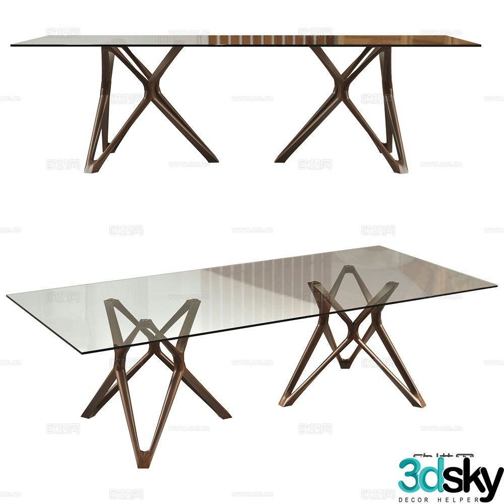 Porada glass dining table 3d model