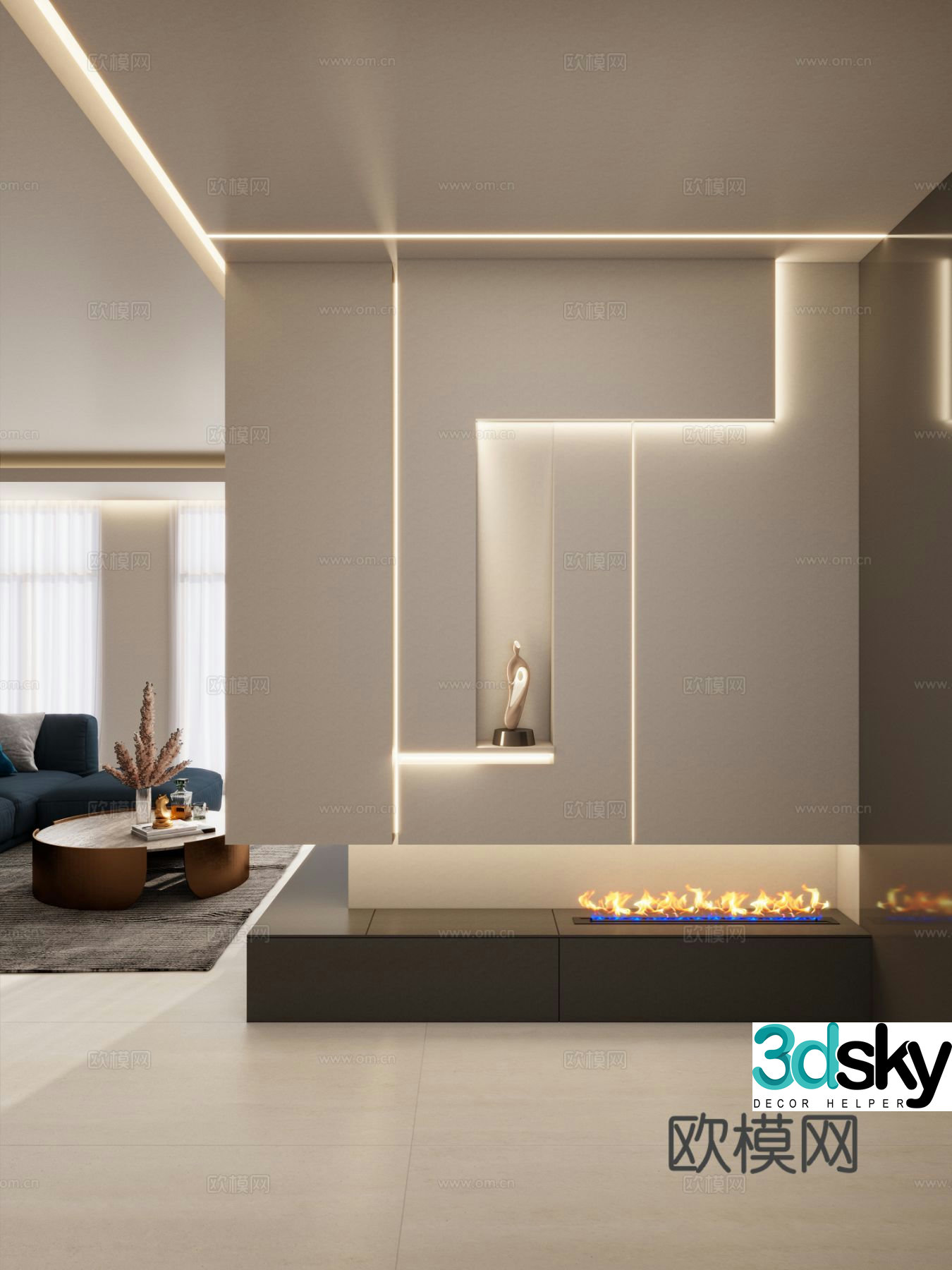 Cream style entrance aisle partition cabinet 3D model