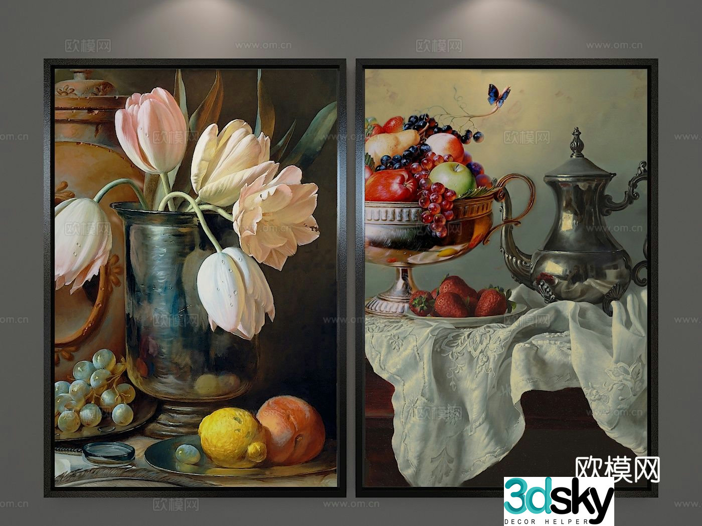 American decorative painting realistic oil painting 3d model