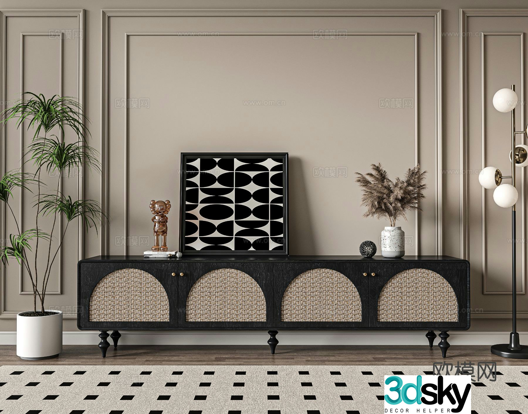 French TV cabinet 3d model