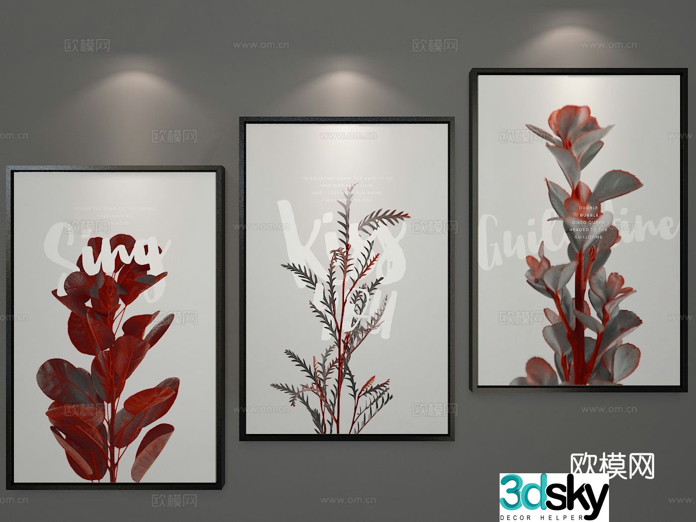 Nordic hanging painting decorative painting combination painting 3D model
