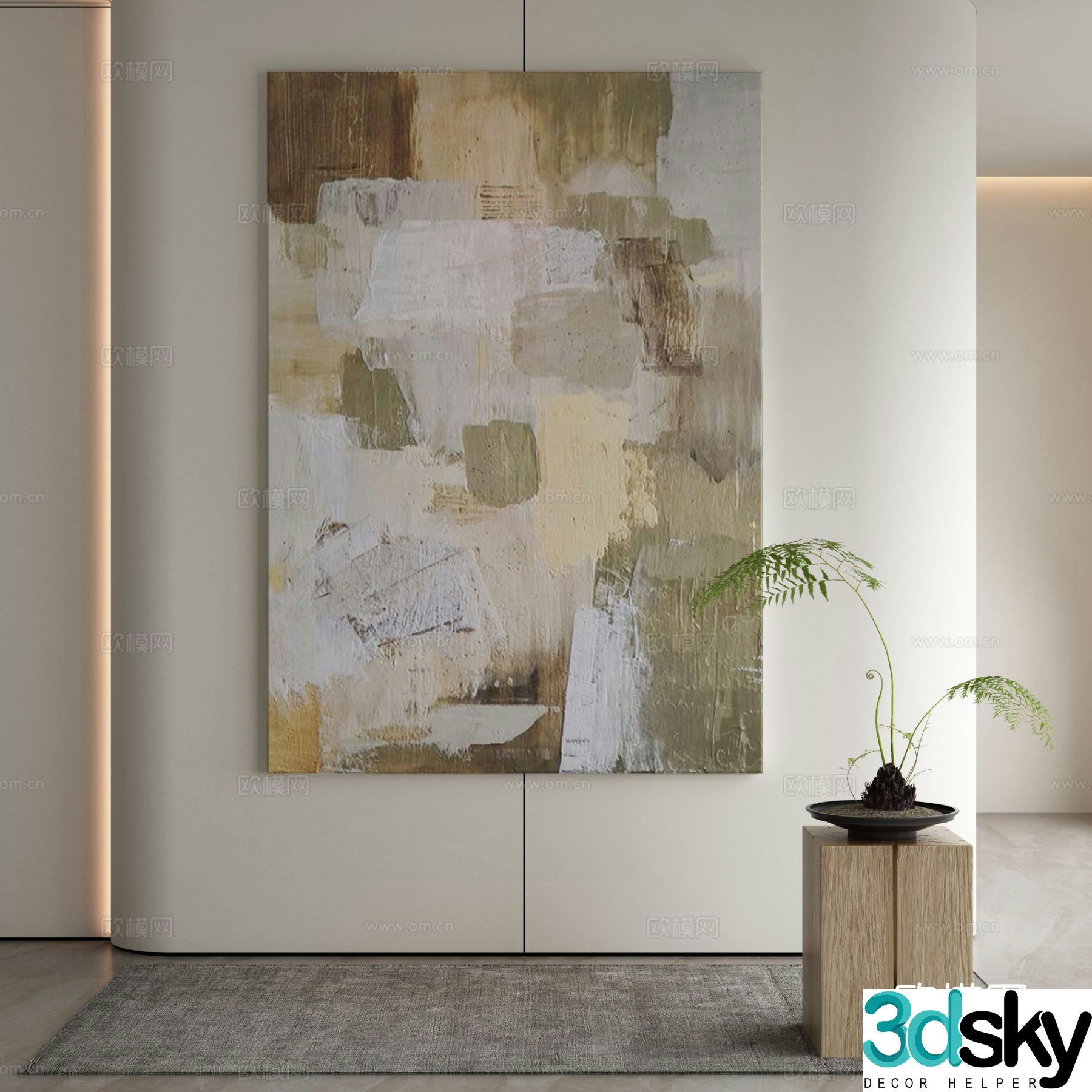 Modern decorative painting abstract painting oil painting 3d model