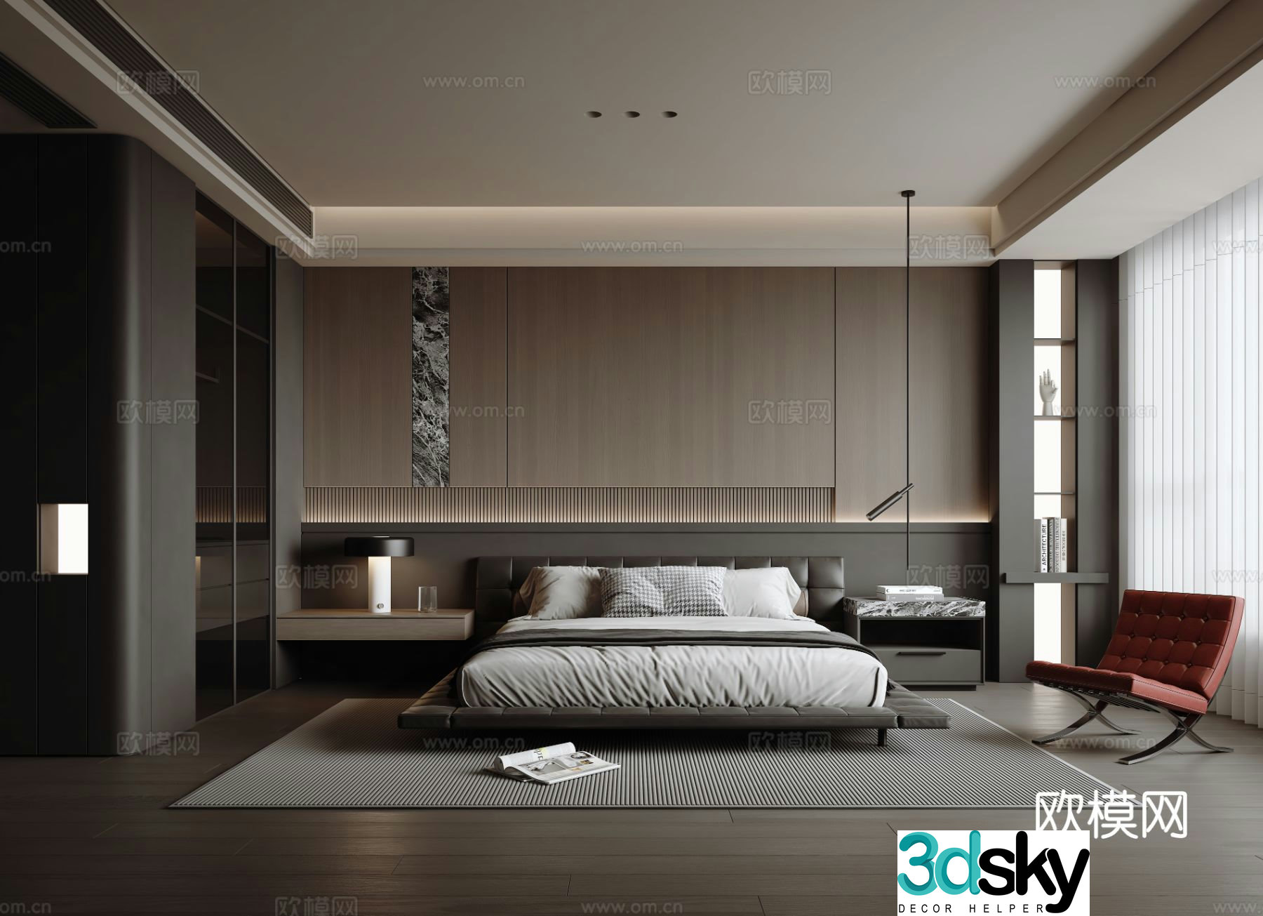 Italian style bedroom master bedroom 3d model