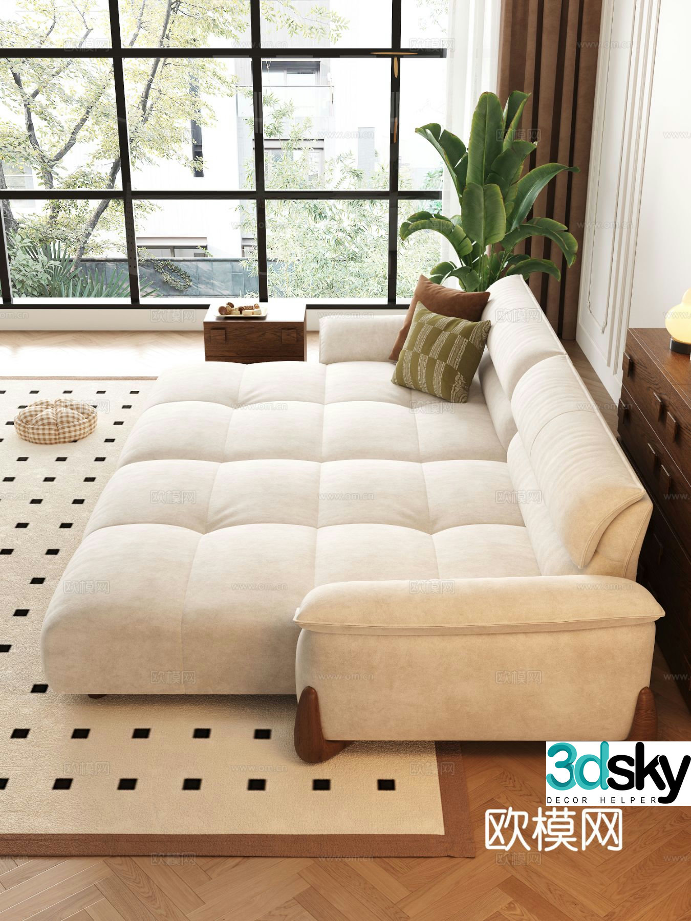 multi-person sofa arm sofa 3d model