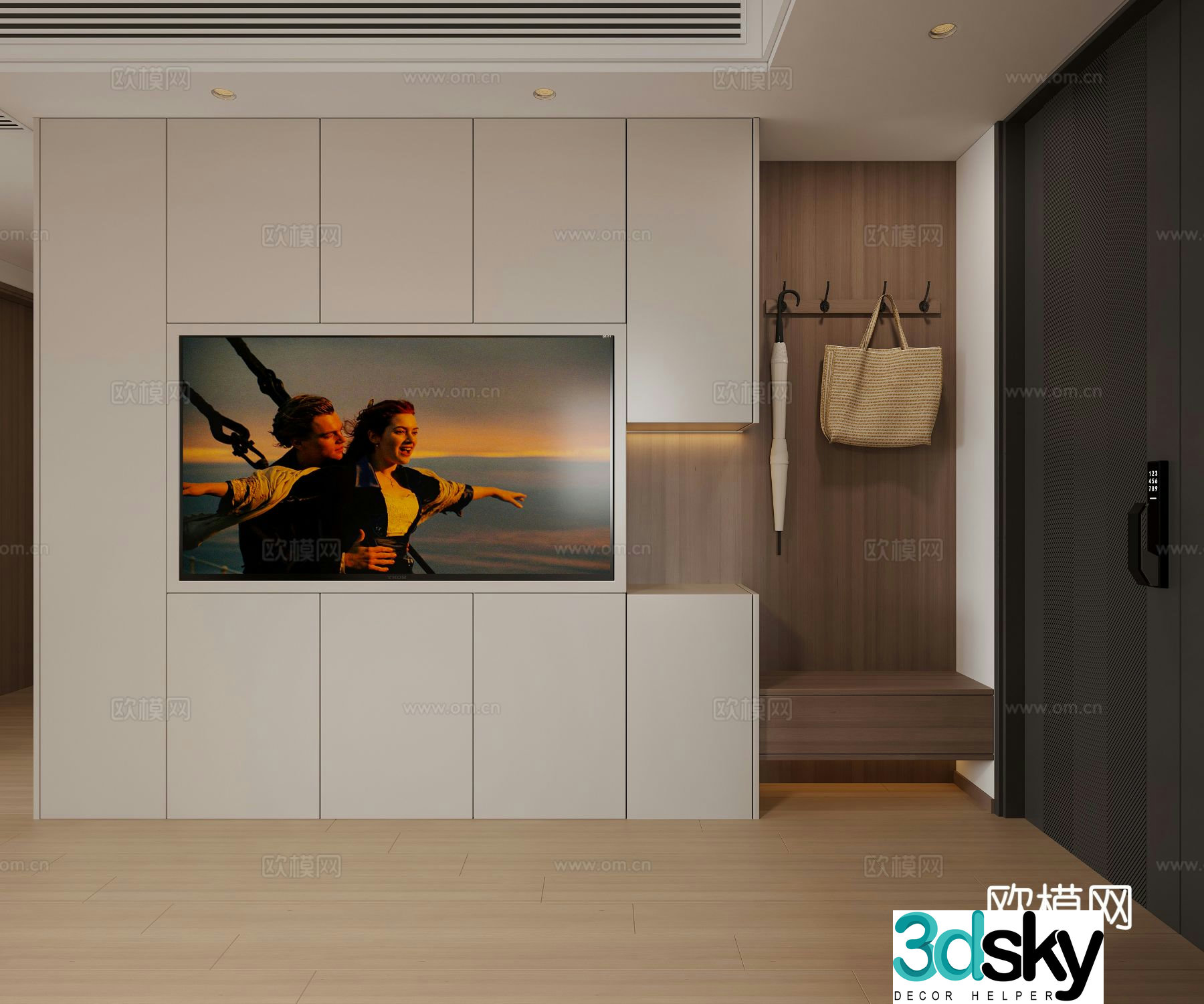Modern shoe cabinet entrance 3D model