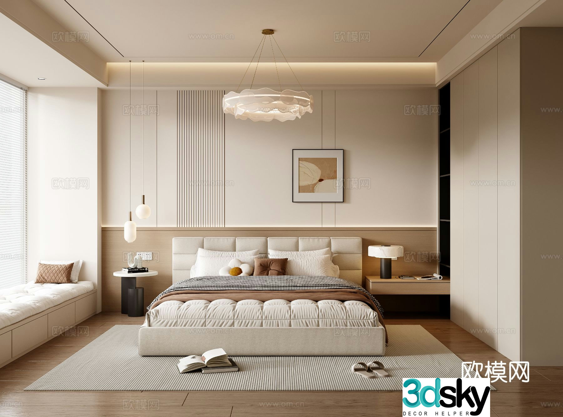 Cream style bedroom master bedroom 3d model