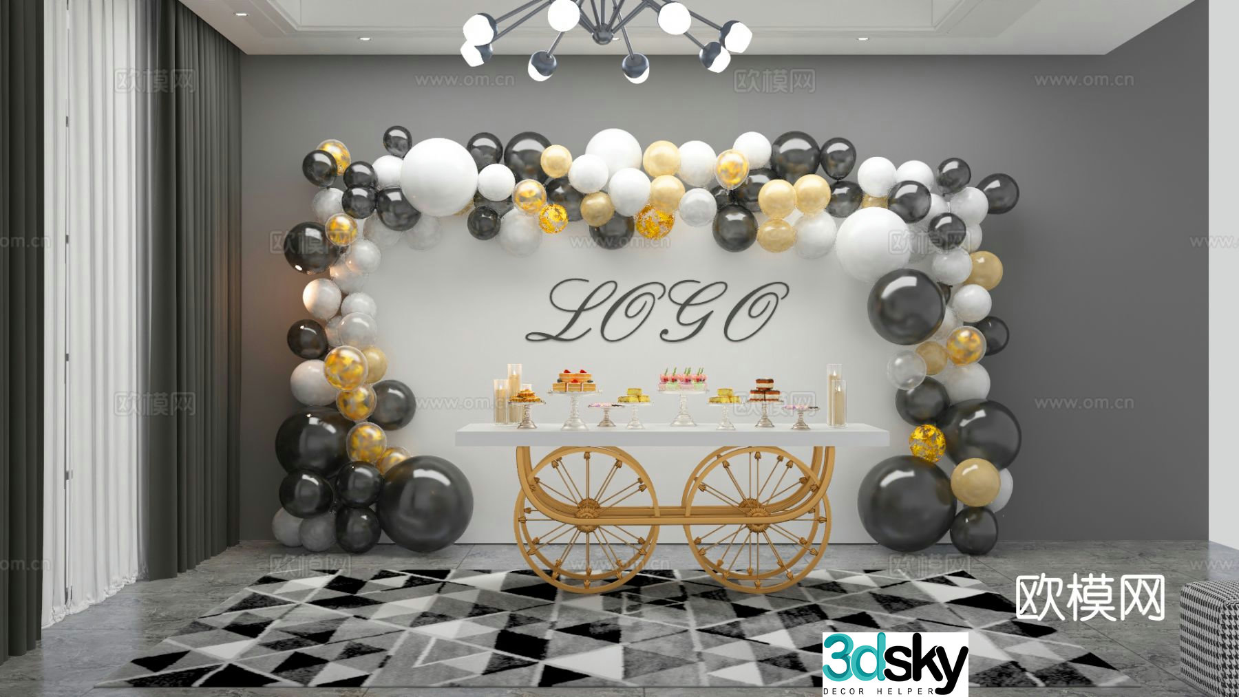 Birthday party decoration balloon device 3d model